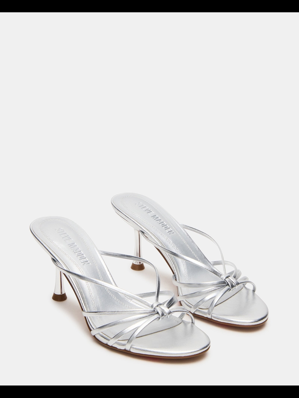 Steve Madden Edna Silver Leather Heels - Picture 2 of 8